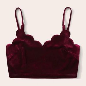 SHEIN scallop edge velvet crop cami top